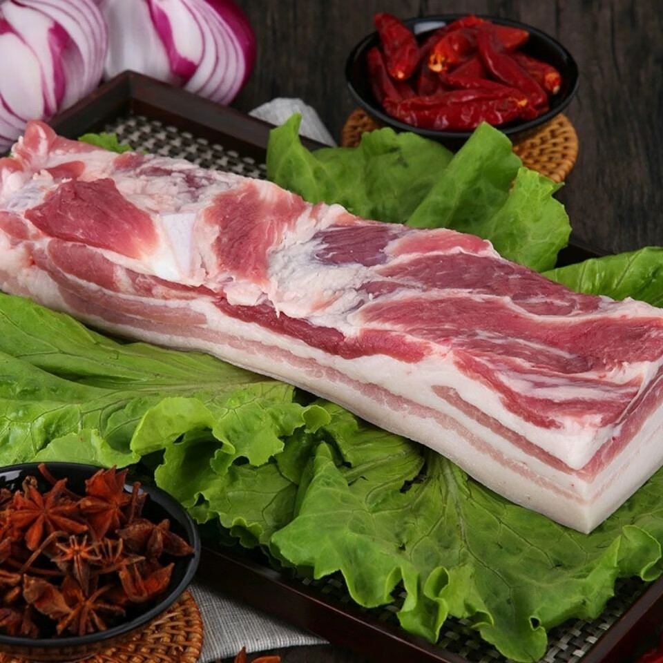 果亦橙新鲜带皮去骨五花肉生猪肉速冻猪中方五花肉新鲜土猪肉冷鲜肉