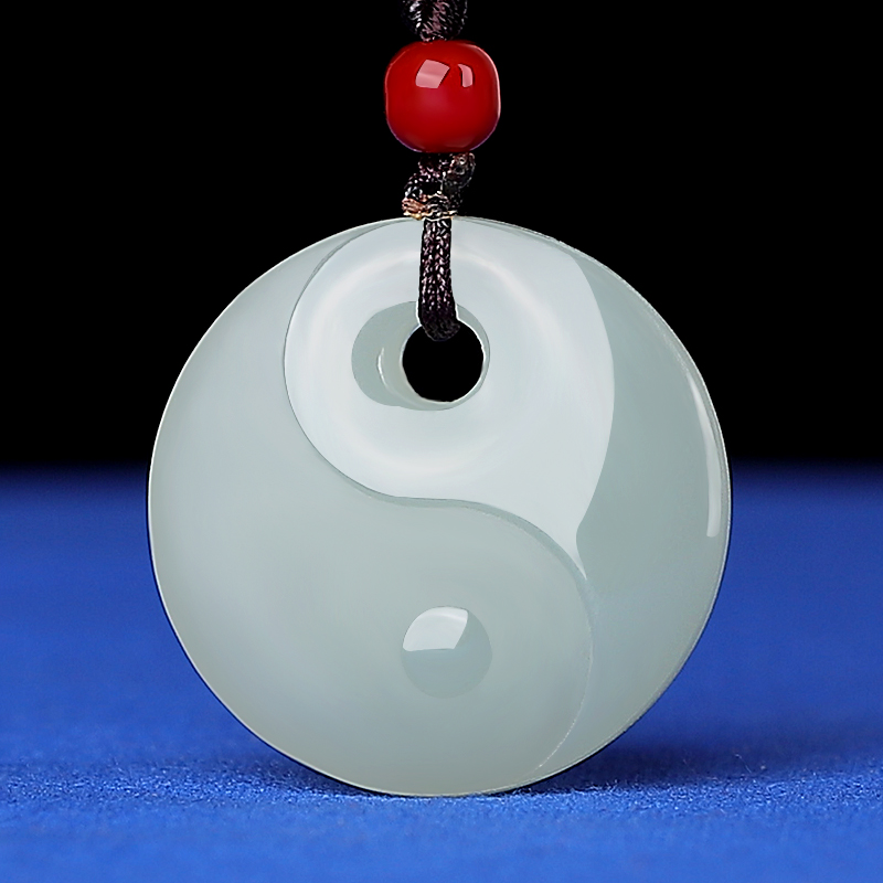 简瑶和田玉太极玉吊坠男青白玉八卦平安扣玉坠女玉石挂件阴阳玉佩