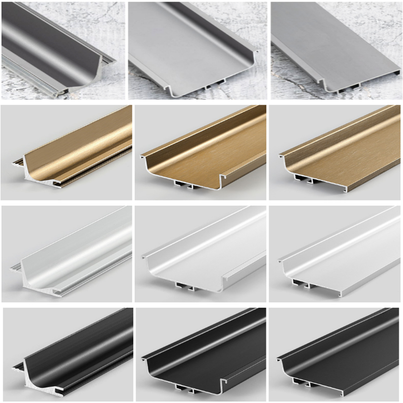 定制铝合金橱柜免拉手厨房衣柜立柜隐形c型地柜吊柜上中下隐藏暗拉手