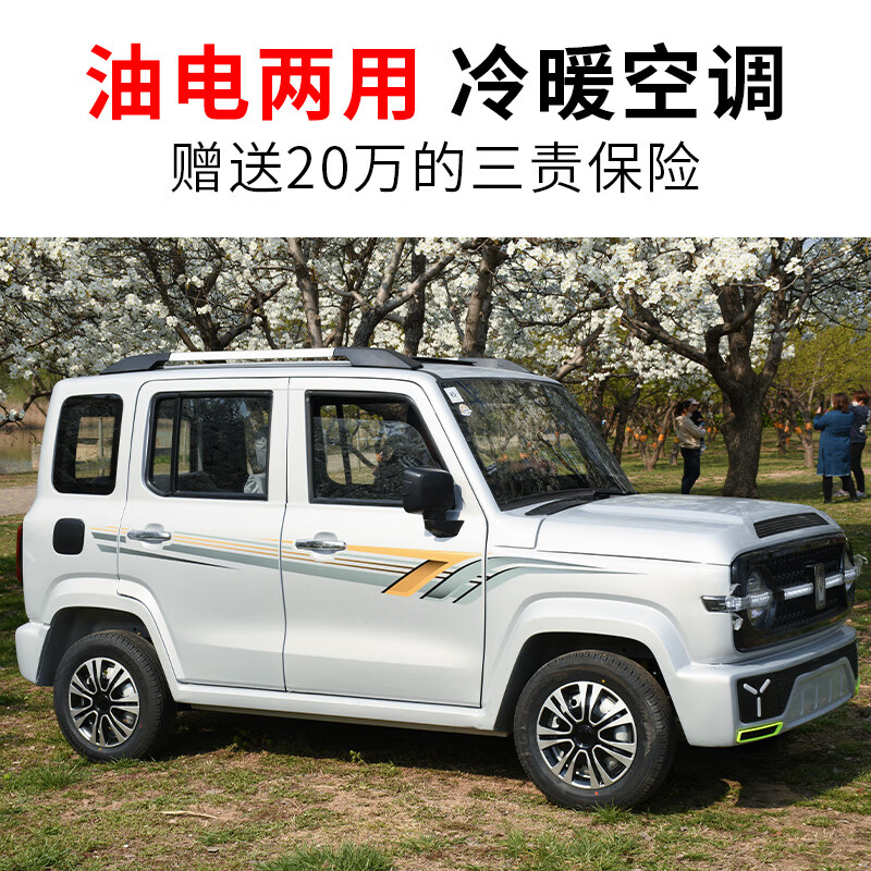 新款电动四轮车代步车成人家用低速新能源汽车油电两用全封闭五门四座