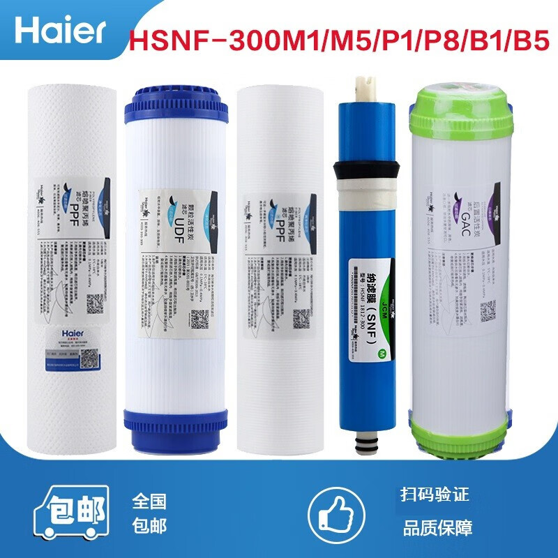 海尔海尔 施特劳斯净水器滤芯HSNF-300M1 300M5 300P1H 300P8 300Q7/Q8 HSNF-300M1 (L)全套滤芯