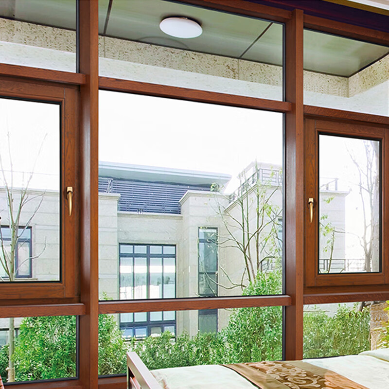 戴菲莱铝包木门窗别墅节能窗欧式铝包木木纹门窗封阳台隔音窗铝包木窗