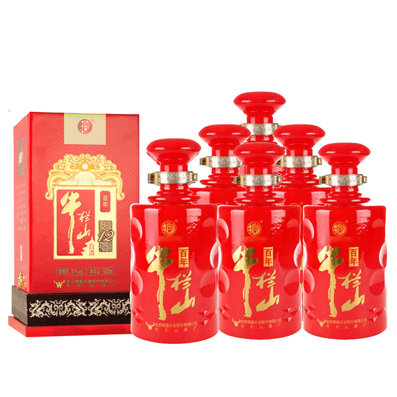 牛栏山 百年红12 北京牛栏山二锅头白酒  婚宴喜庆酒 盒装 39度500ml
