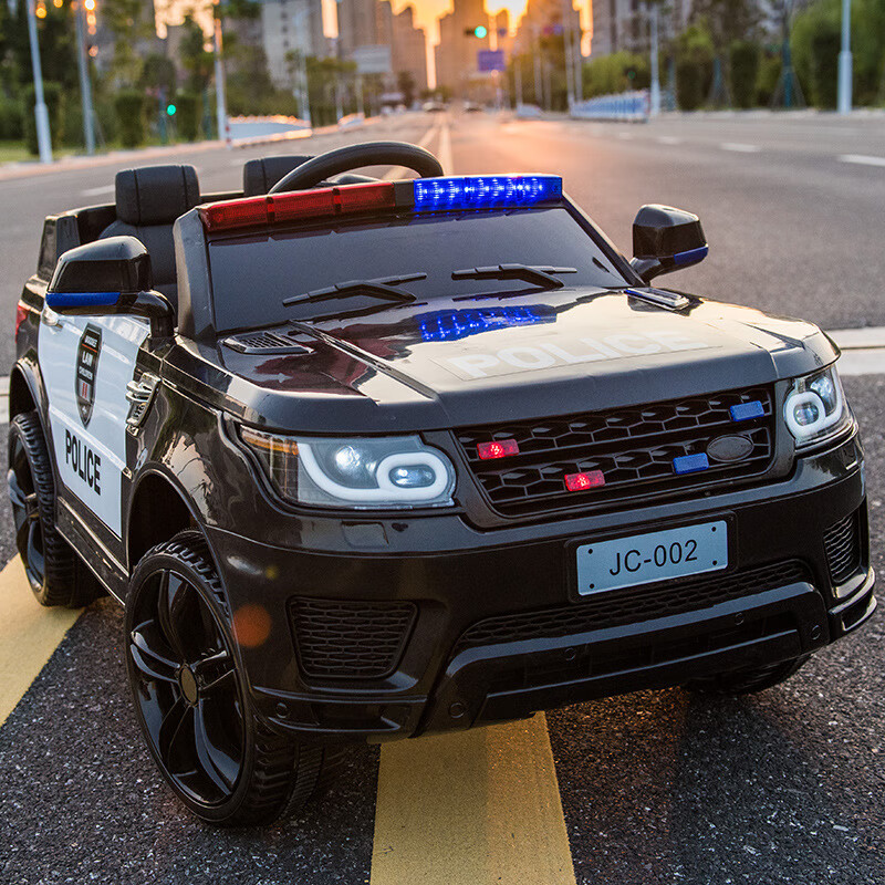 儿童电动车四轮小孩车玩具车可坐人男女宝宝带遥控汽车童车 [酷黑 笛