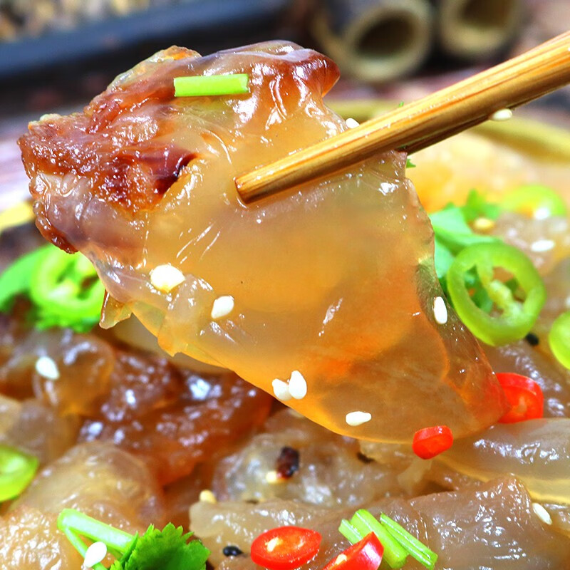 亿海湾海蜇头即食凉拌海蜇皮丝带调料包解腻凉菜拌菜下酒菜网红款礼盒 海蜇头200g*5
