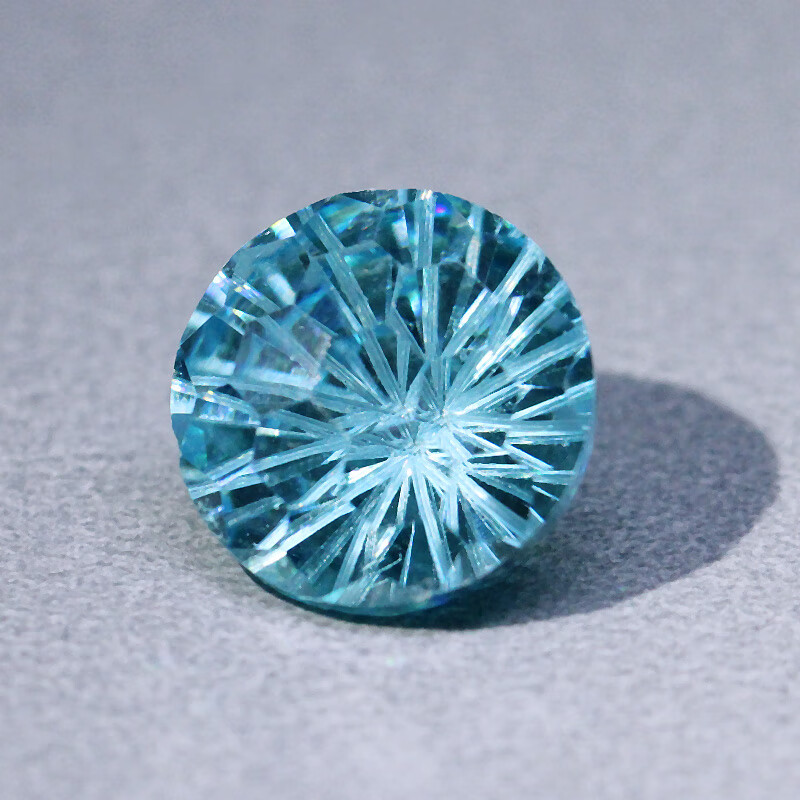 双盈喜烟花切割海蓝宝裸石浅蓝色宝石菊花切工戒指吊坠未镶嵌彩宝戒指