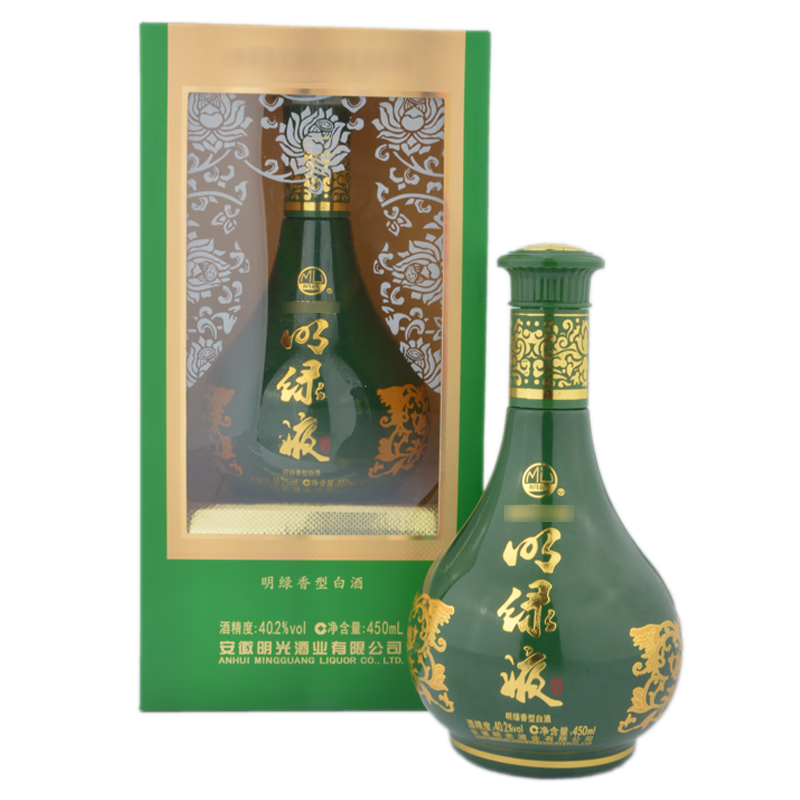 明光  明绿系列明绿液 明绿香型 白酒40.2度 450ml 绿瓶 单瓶