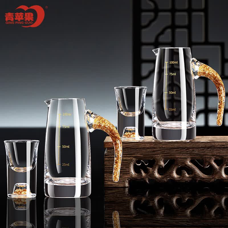 青苹果金箔白酒杯送父亲送长辈酒具套装无铅水晶玻璃酒杯家用2壶2杯使用感如何?
