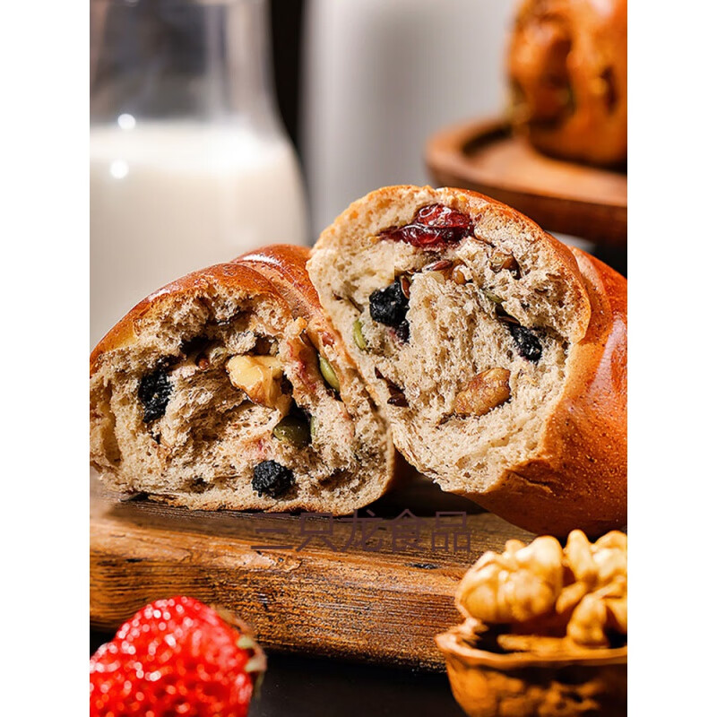 雅漫林(yamanlin)新疆特产黑全麦卷芯大列巴单独包装坚果果仁早餐面包