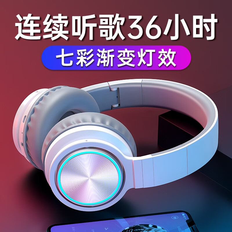 品存B12蓝牙耳机头戴式无线运动重低音降噪插卡吃鸡游戏音乐有线耳麦通用索尼苹果安卓电脑男女学生 白灰色