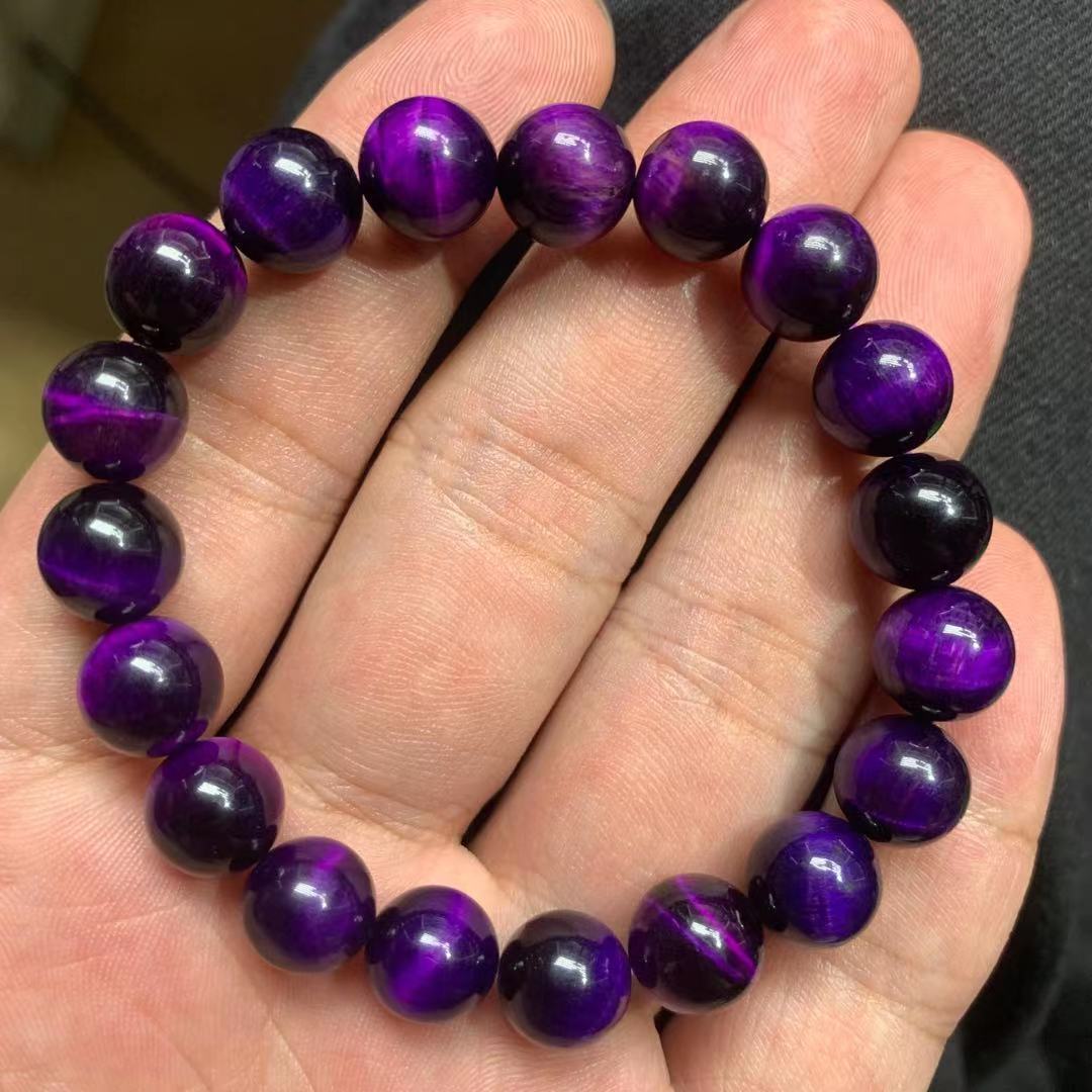 托托贴贴舒俱来石手串 男女樱花粉老矿苏纪原石水晶手SN0125 【猫眼紫舒10mm单圈】