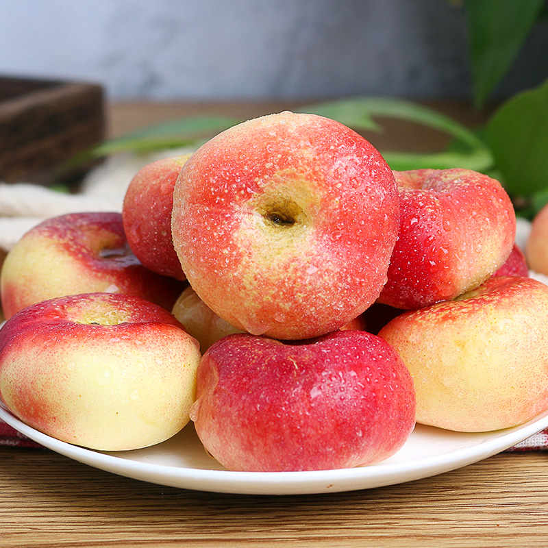 大富豪纽扣油蟠桃新鲜水果现摘桃子扁桃 当季整箱批发 500g 精选大果