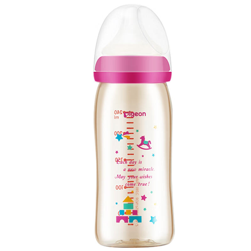 贝亲(Pigeon 宽口径PPSU奶瓶 进口奶瓶 240ml（玩具图案）自然实感M码 奶瓶 PPSU奶瓶 新生儿