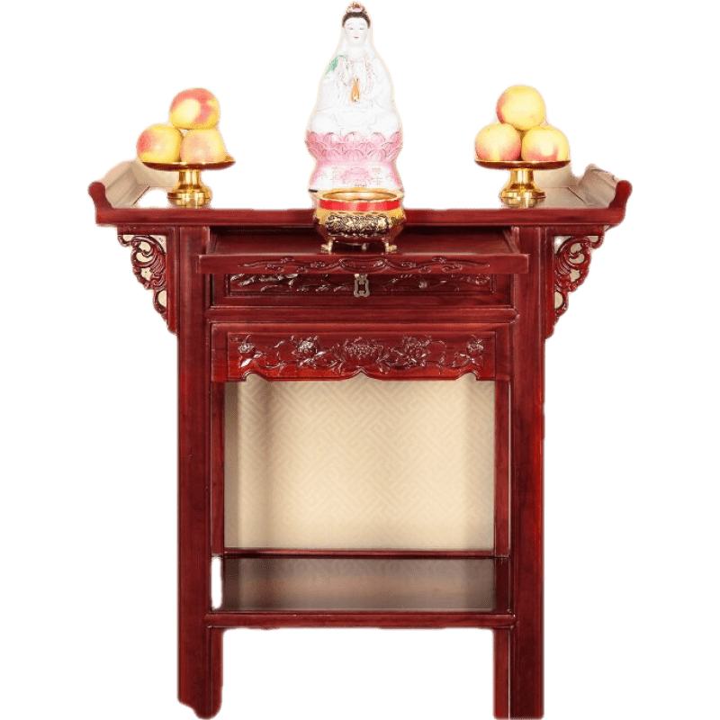 瑞呈堂 供桌佛台家用 经济型实木神台佛龛小贡桌香案供台财神爷供桌中式供台 JTA8 单屉88*60*108cm加厚木料