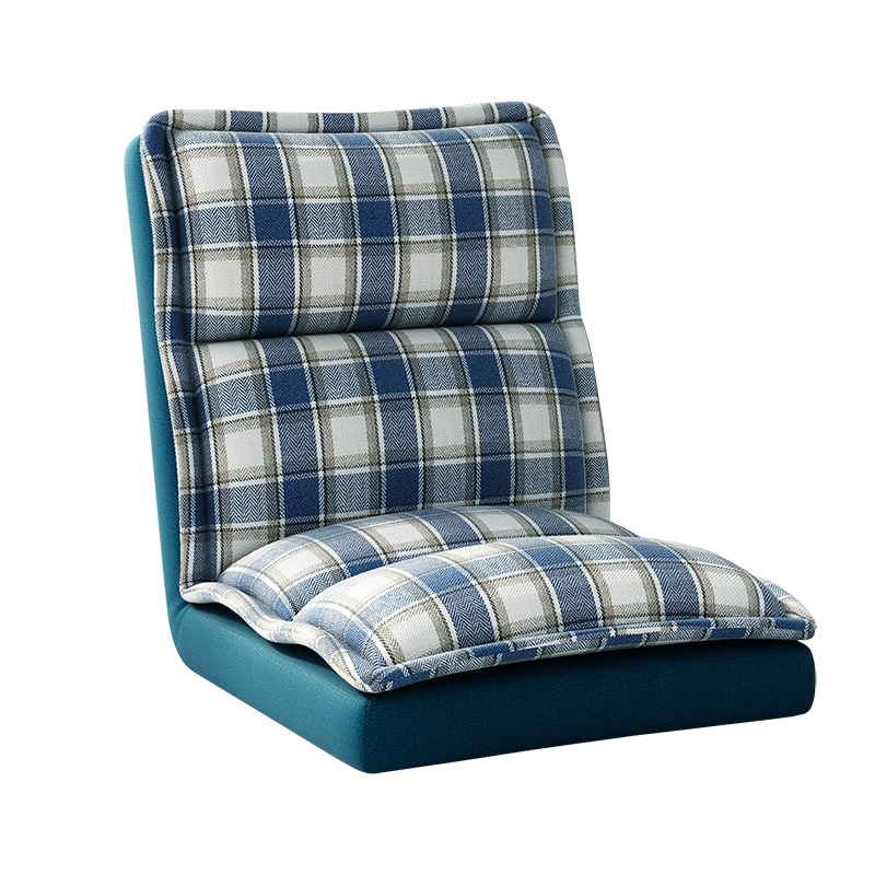 L&S 懒人躺沙发飘窗阳台沙发床可拆洗飘窗椅休闲沙发椅坐垫卧室折叠椅床上靠背椅可折叠单人沙发 LZ005-蓝调格