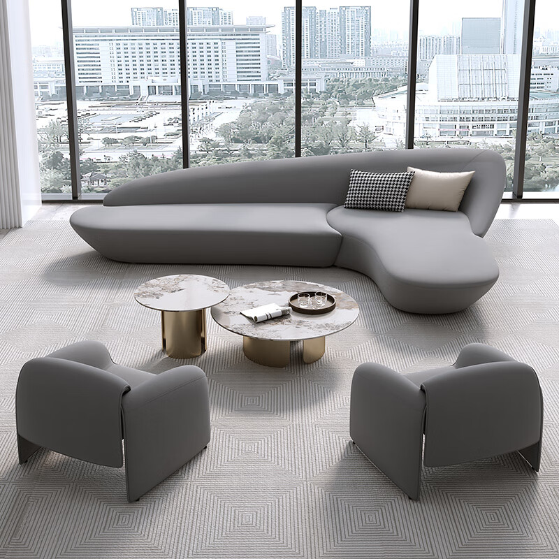 石商务沙发会客接待洽谈沙发北欧轻奢布艺沙发售楼处休息区酒店大堂 3