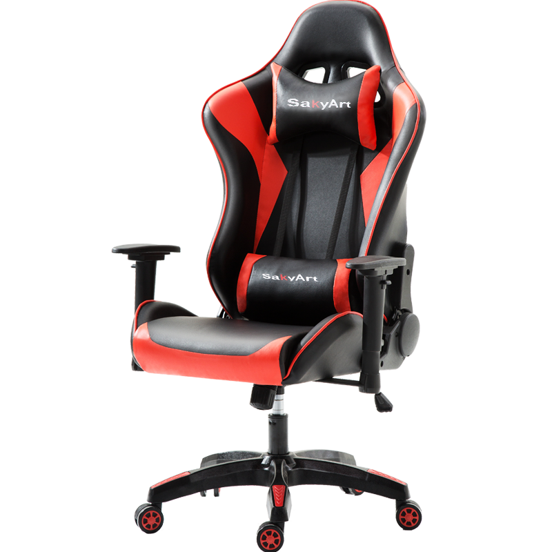 奥伦福特 电竞椅 主播椅 游戏电脑椅 升降转椅 椅子 人体工学椅 战神红 尼龙脚+升降扶手