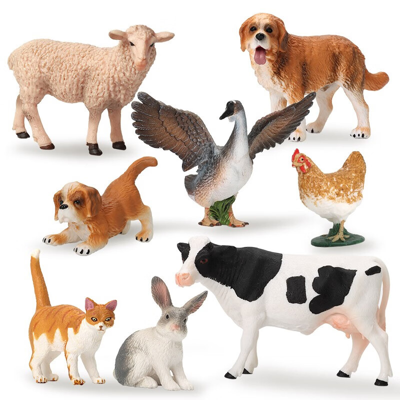 (mechile)农场仿真模型儿童玩具牧场动物人物场景套装家禽鸡鸭鹅猫狗