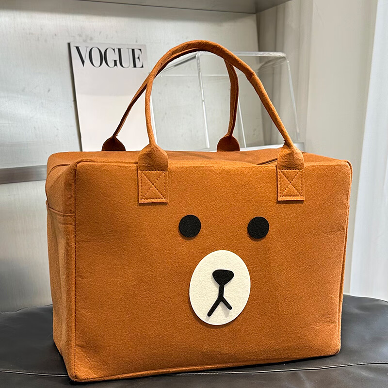 香柚小镇旅行毛毡手提包行李箱包便携拉杆待产大容量洗漱收纳包袋 焦糖色