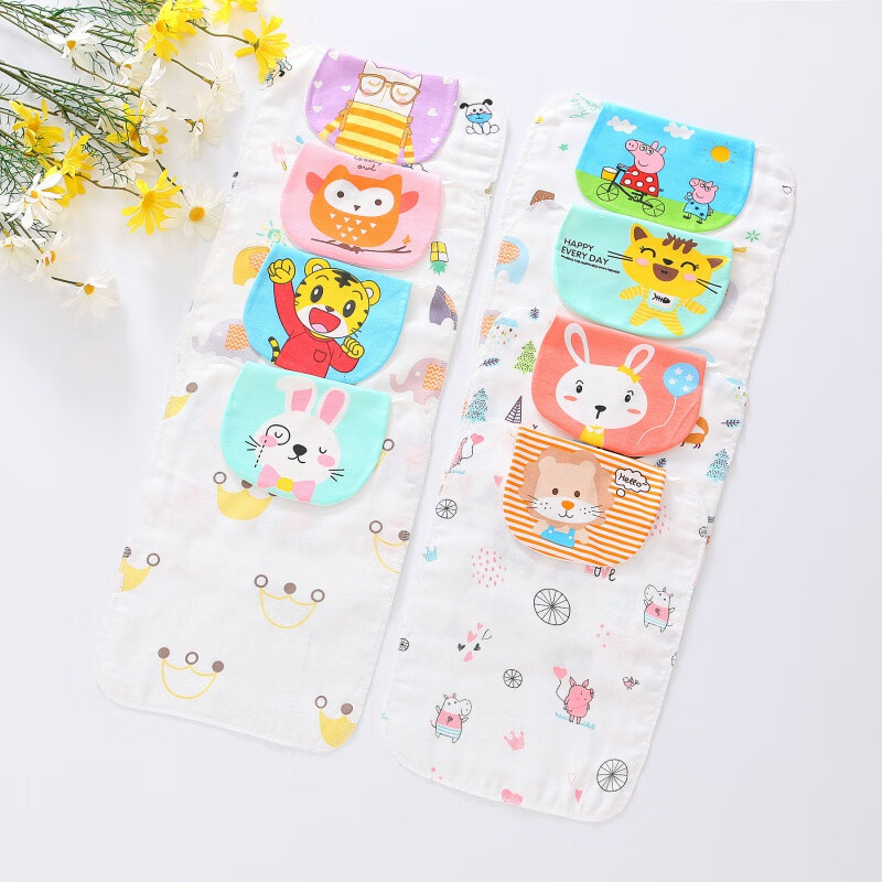 6一8岁宝宝棉吸幼儿园印花纱布大号纱布隔 印花纱布规格20*27图案随机