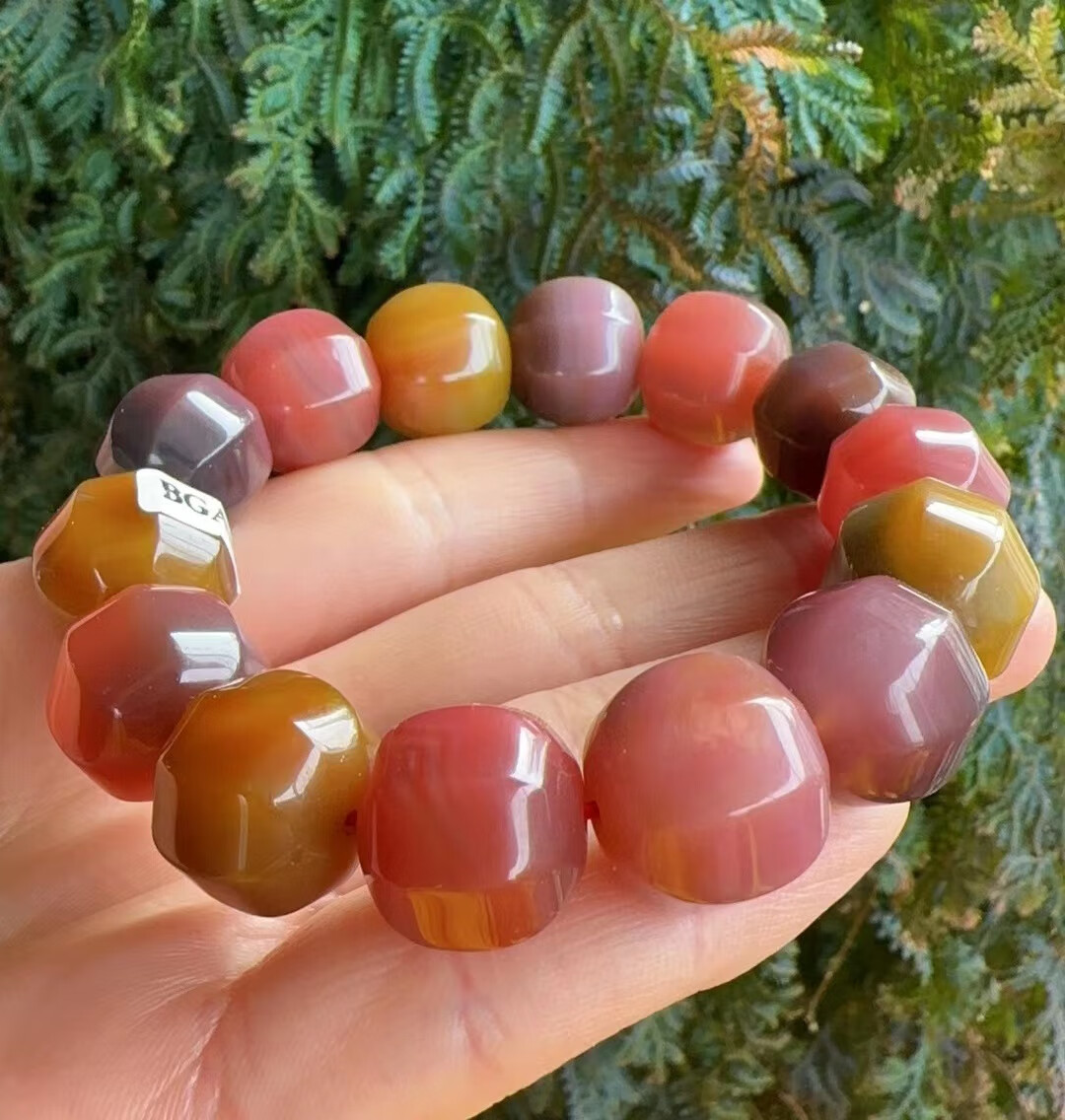 宝钰(k&k)原矿七彩南红玛瑙南瓜珠男女士手串证书新款人气