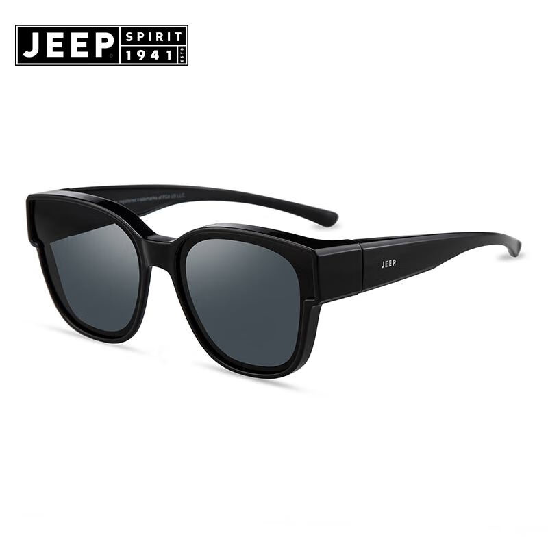 Jeep spirit近视眼镜套镜时尚偏光太阳镜男女户外开车墨镜JSR2055 JSR2055-S5亮黑镜框/灰色镜片