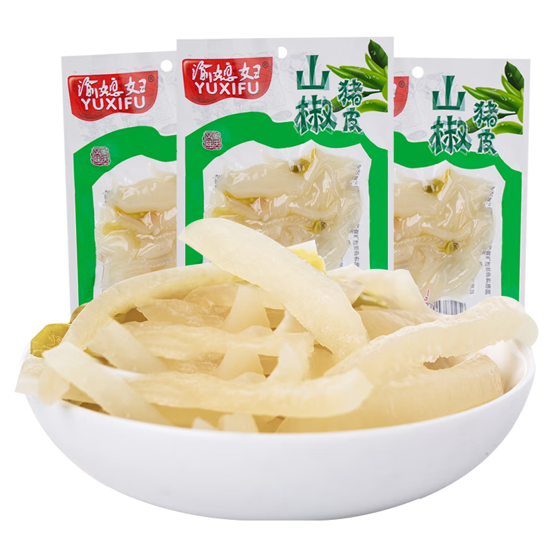 渝媳妇（YUXIFU）  泡椒猪皮猪皮晶重庆特产小吃休闲追剧小零食办公室零食猪皮零食 山椒猪皮30g*20包