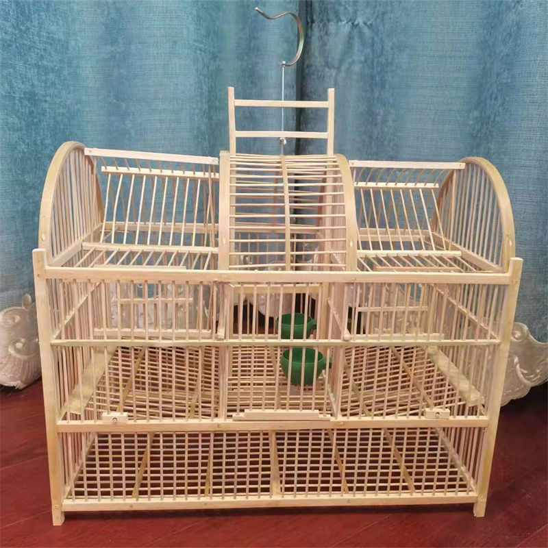 hkpz 踏笼机关笼翻滚笼方形竹制原色竹鸟笼特价竹子自锁鸟笼顺丰 长35