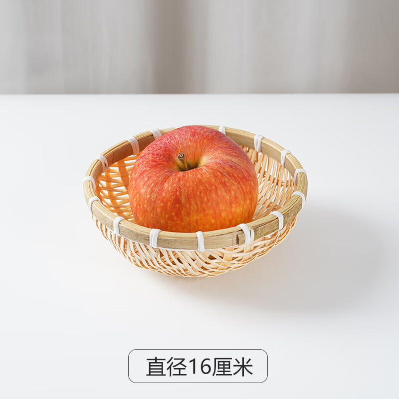 制品馒头馍筐筲簸箕农家用手工圆收纳沥水篮竹篓筐 原竹外径16厘米