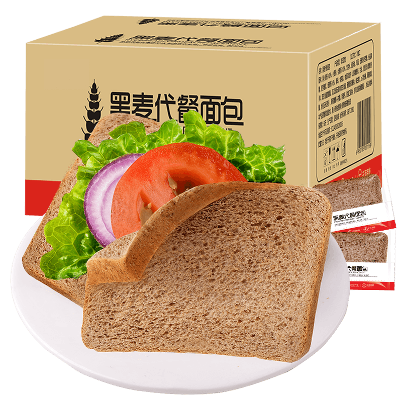 京东特价app、概率券：比比赞（BIBIZAN） 黑麦全麦面包代餐吐司 400g