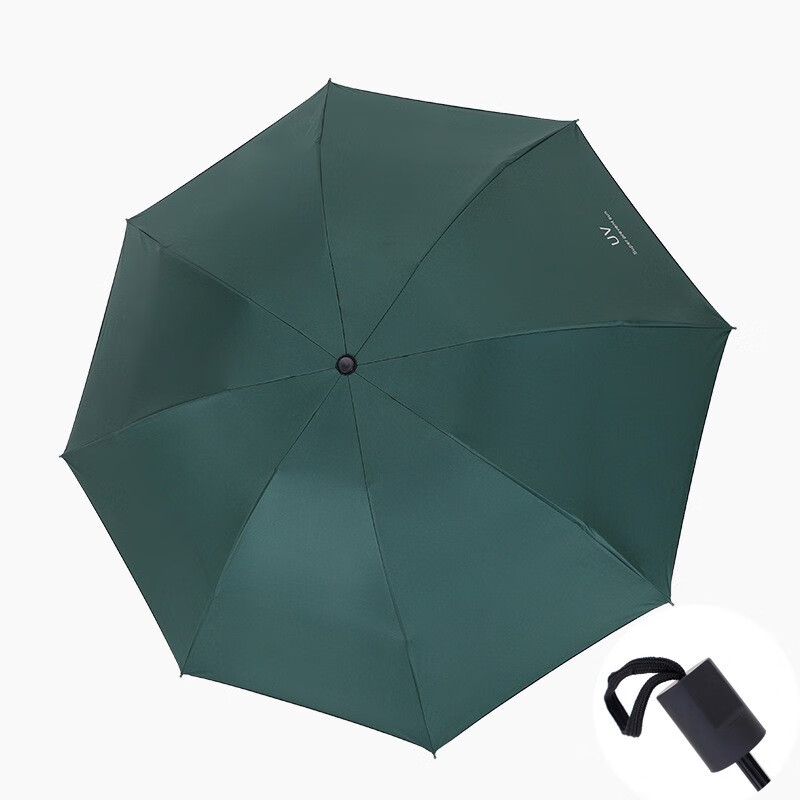 雨伞8骨黑胶手动雨伞礼品三折防晒遮阳伞晴雨两用 绿色 58cm*8k