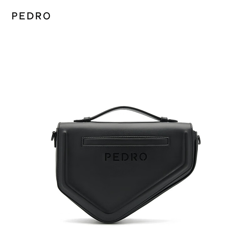 Pedro24春时尚不规则翻盖斜挎男包单肩包PM2-26320174送男友 黑色 综合色
