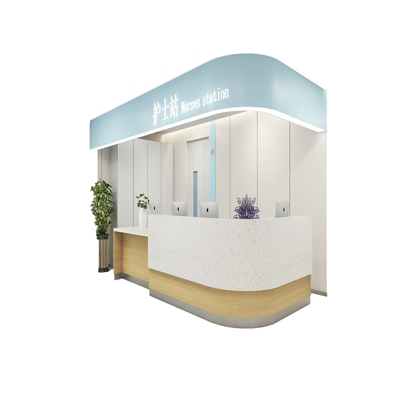 mef欧曼家具护士站现代简约烤漆办公站台白色创意前台服务站 护士站