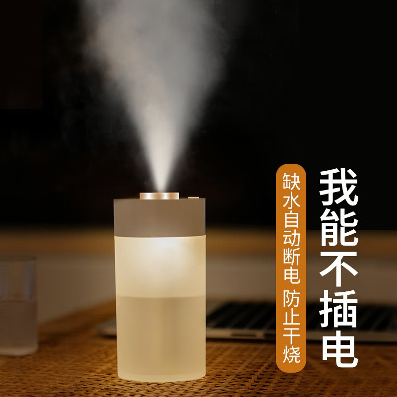 闹闹熊 无线加湿器迷你小型家用卧室婴儿车载空调房大雾量usb便携式办公室桌面轻音大容量喷雾净化空气 白/充电款纳米冷喷+350ml容量+夜灯+精油