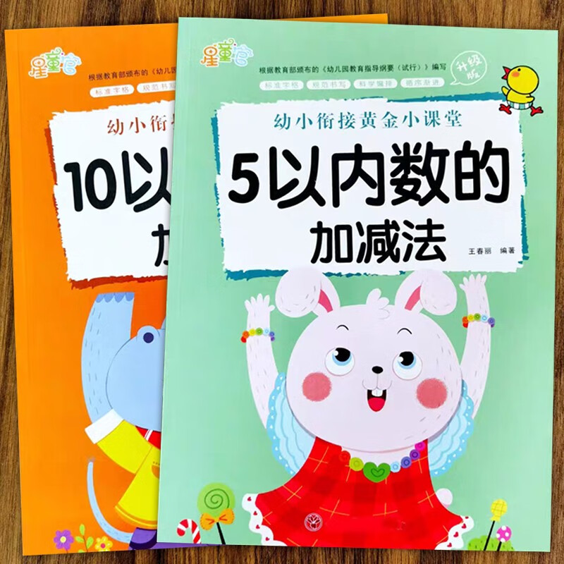 幼小衔接数学练习题全3册5/10/20以内加减法天天练幼儿园大班练习册全套十以内的分解与组成专项训练幼小衔接一日一练数学启蒙教材 5内+10内加减法（2本）