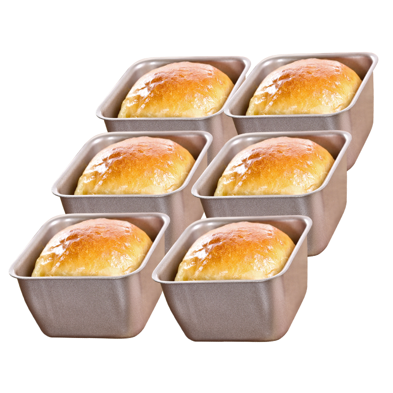 阳晨YC80145烘焙模具土司盒不沾面包模正方形长条果条包6只装吐司模具 正方形6只装