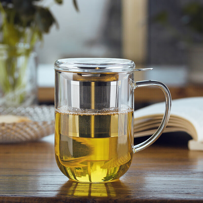 奇高茶水分离杯耐热玻璃茶杯带茶漏硼硅玻璃泡茶杯(500ml)大容量防爆玻璃茶杯 CK-106A