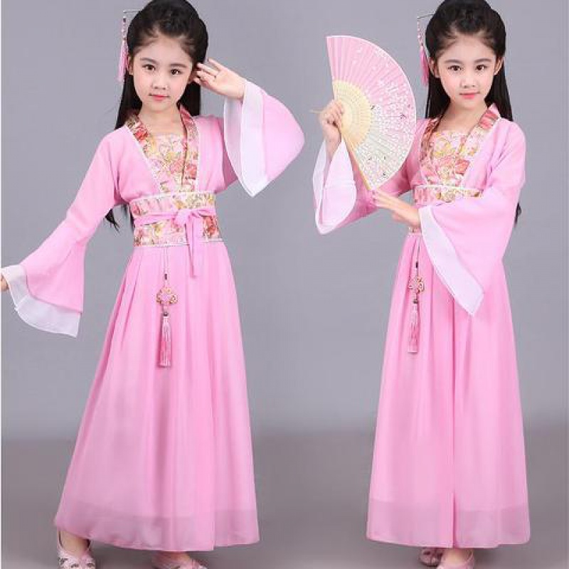 y儿童古装小七仙女公主裙古筝表演服古代唐装汉服贵妃服小女孩古装鸟