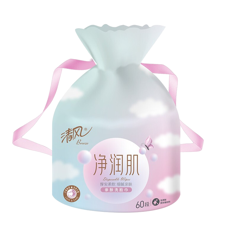 京东特价app: 清风净润肌系列棉柔巾天然植护纤维洗脸巾60段3包整箱装