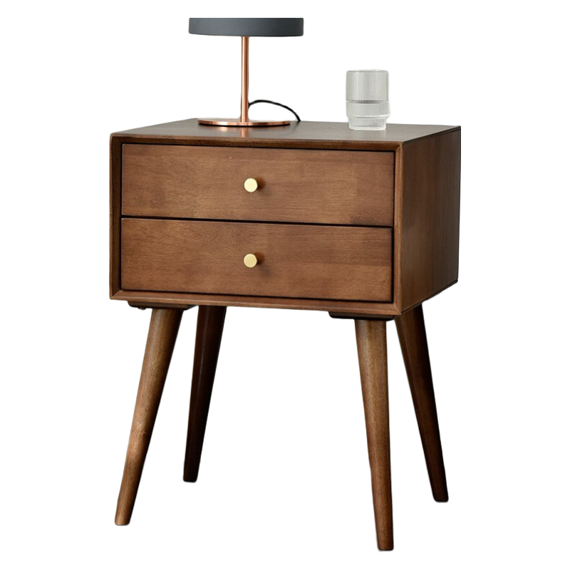 爱必居床头柜轻奢实木床头柜简约卧室小户型床边柜北欧床头置物收纳柜 胡桃色