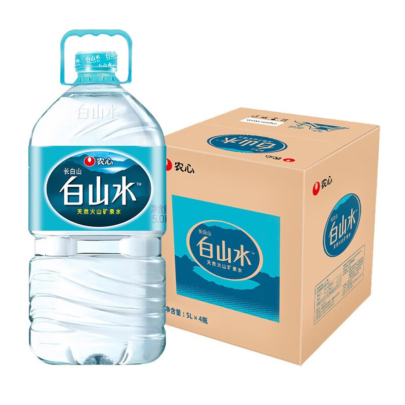 农心白山水长白山天然矿泉水 农心大桶水整箱 上海自配送 5l*4桶 整箱