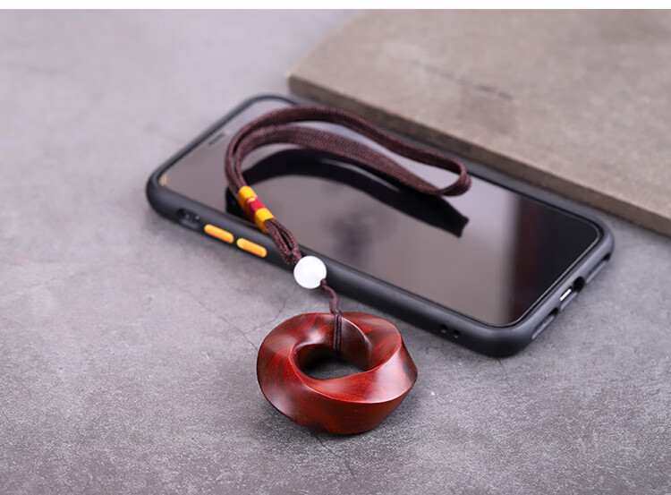 帛灵 莫比乌斯环手把件 印度小叶紫檀木雕男女士随身把玩件手玩件