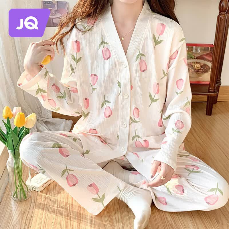婧麒（JOYNCLEON）月子服孕妇哺乳睡衣喂奶产后孕期春秋家居服套装 郁金香-Jyz66785 L怎么看?