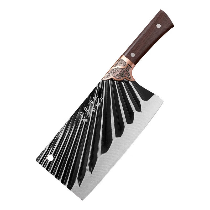 手打锻打菜刀家用刀具切菜刀切肉切片刀厨师砍骨刀阳江斩切两用刀 黑刃-小菜刀