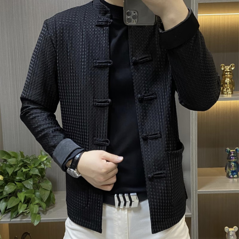 kledboy派德森男士新款舒适时尚休闲百搭外套唐装盘扣中国风中式复古