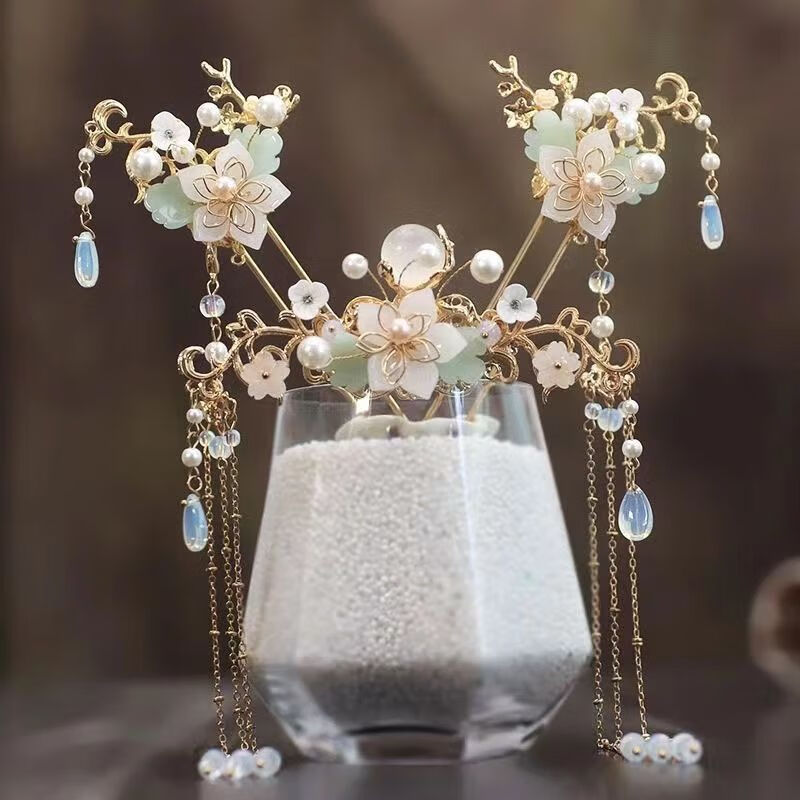 创京懿选汉服头饰儿童古风发饰唐装流苏步摇套装旗袍古装发簪 灵瑶