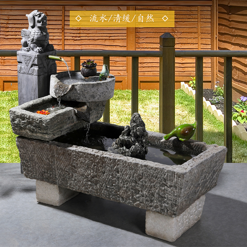 百圣牛青石老旧马槽拴马柱流水景观石槽户外庭院养鱼水槽石头水缸鱼缸