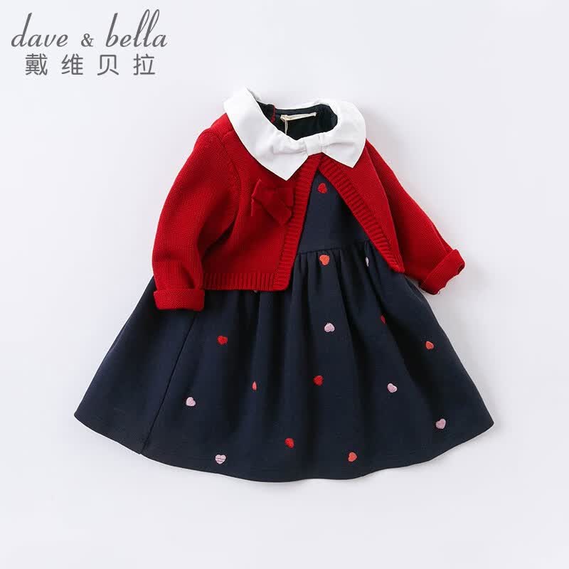 戴维贝拉（DAVE＆BELLA）童装新年款儿童裙子女童连衣裙假两件宝宝公主裙秋冬婴幼儿衣服 红色-N 120cm（建议身高110-120cm）怎么看?