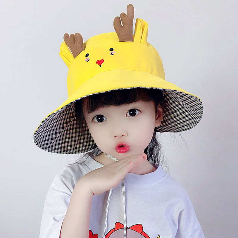 法比兔(fanbeeto)儿童可爱空顶帽子小女孩夏季薄款无顶太阳帽适合2-10
