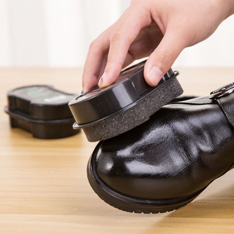 乐贝净 便携式双面鞋油无色海棉鞋擦多功能高密度皮革护理油海绵鞋蜡 三个装